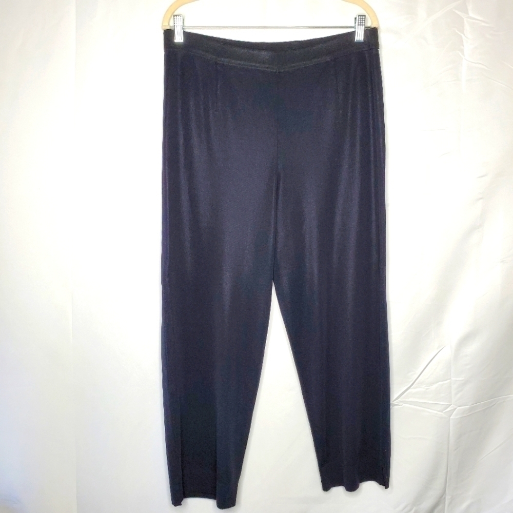 Exclusively Misook Knit Ankle‎ Pant Size L Hi-Rise Black Stretch Casual Pull-on